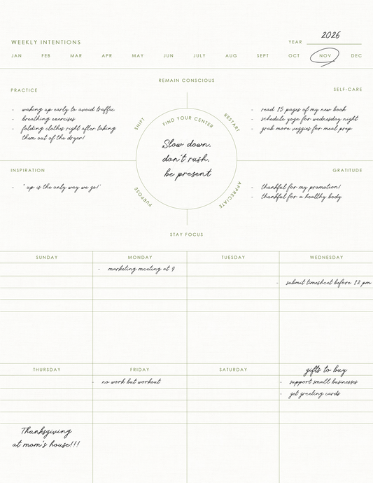 Weekly Intentions Planner - Undated
