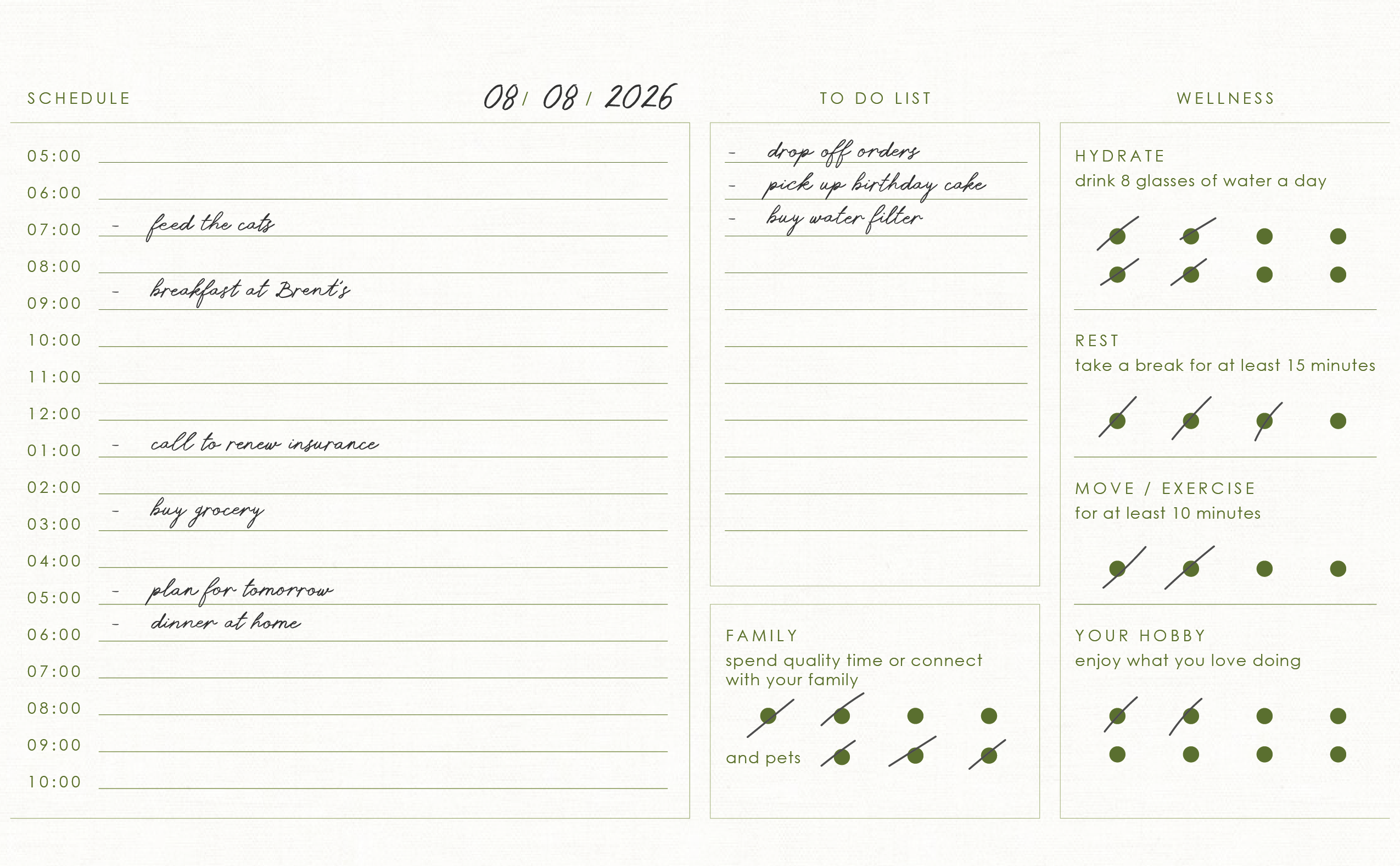 Forrest Green Daily Planner