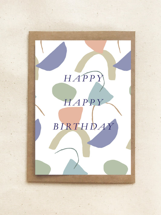 Happy Happy Birthday Pattern Greeting Card