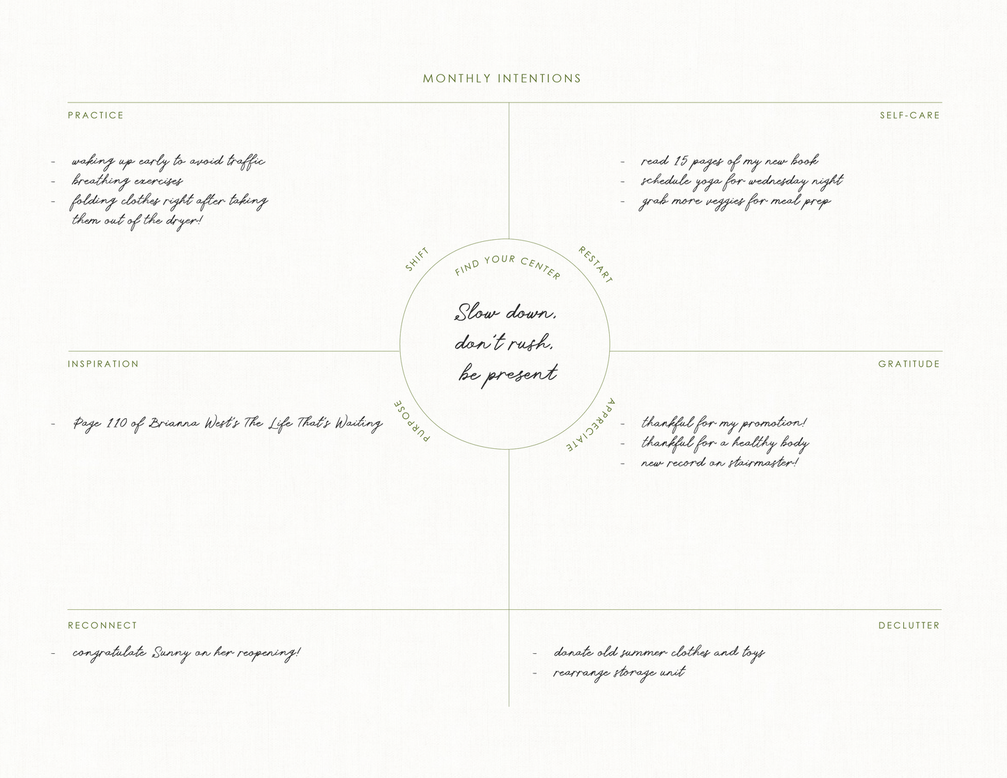 Monthly Intentions Planner - Undated